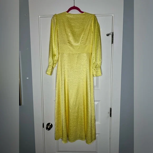 Olivia Rubin Dahlia Midi Dress Yellow Long Sleeve Button